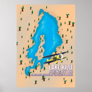See Kivu Great African Lake Reise Karte. Poster