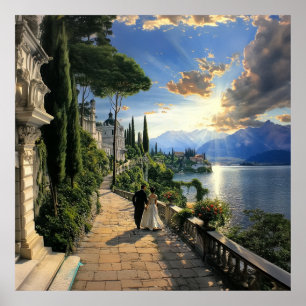 See Lake Como Italien Quadratisches Reiseplakat-Ku Poster
