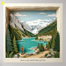 See Lake Louise Banff Kanada Papier Collage Dioram Poster