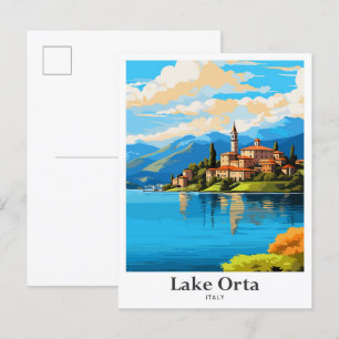 See Langensee Italien Kunst Reise Porträt Illustra Postkarte