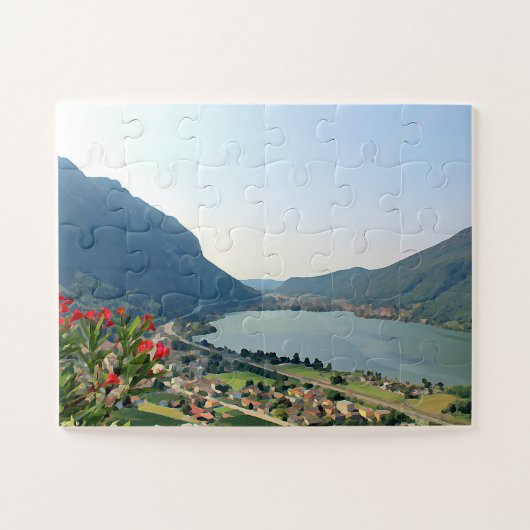 See Lugano - Malerei Puzzle (Horizontal)