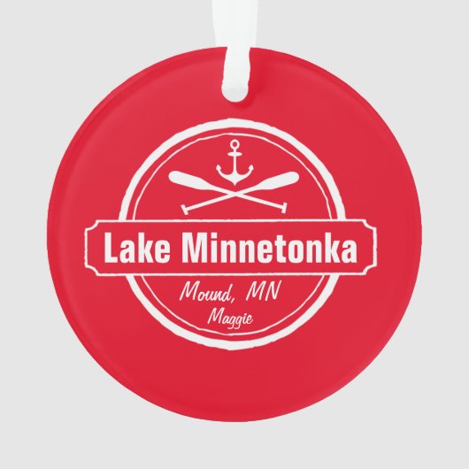 See Minnetonka Minnesota Ankerstadt und -name Ornament (Rückseite)