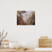 See mit Gänsen, Storchen, Papageien und Heronen Poster (Küche)