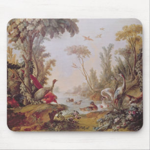 See mit Gänsen, Störchen, Papageien und Reihern Mousepad