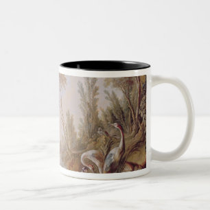 See mit Gänsen, Störchen, Papageien und Reihern Zweifarbige Tasse