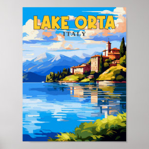 See Orta Italien vintage Reiseillustration Poster