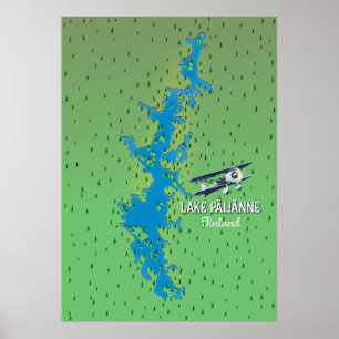 See Päijänne Finnland schöne Karte Poster