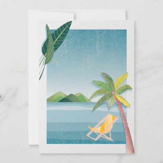 See, Palm, Berge, Party für die Ruhestandsbetreuun Einladung (Rückseite)