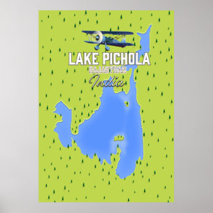 See Pichola, Indien Reiseplakat Karte. Poster