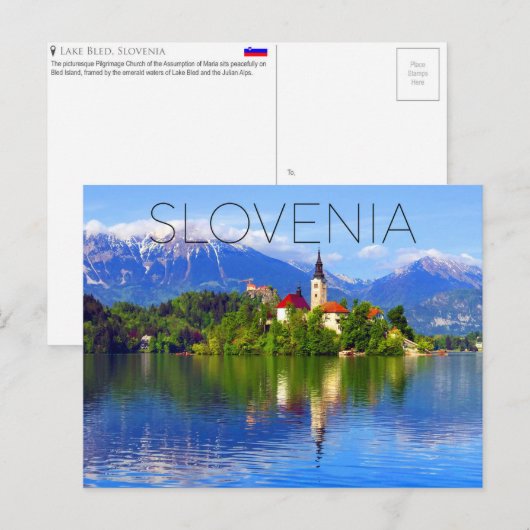 See Postkarte von Bled, Slowenien (Vorne/Hinten)