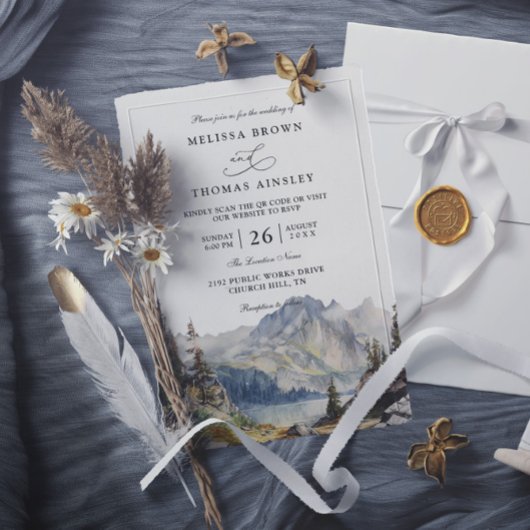 See Rustikale Elegante QR-Code-Hochzeit Einladung
