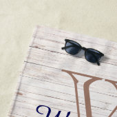 See Rustikales Holz Nautical Anchor Navy Blue Strandtuch (Beispiel)