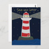 See Sie später Leuchtturm Postkartenüberquerung Postkarte (Vorne/Hinten)