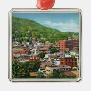 See-Straßen-Hügel-Ansicht des Geschäfts-Abschni Silbernes Ornament