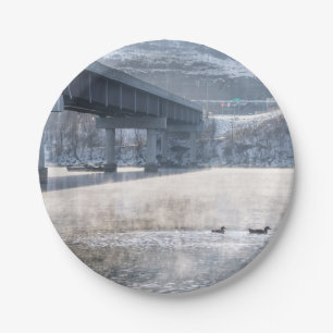 See Taneycomo Foggy Winter Angeln Pappteller