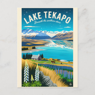 See Tekapo Neuseeland Retro-Reiseposter-Kunst Feiertagspostkarte