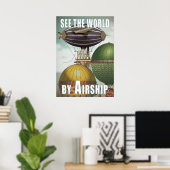 See the World Airship Trio Steampunk Travel Poster (Heimbüro)