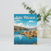 See Titicaca Floating Islands Vintag Postkarte (Stehend Vorderseite)
