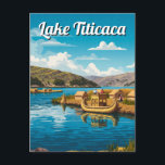 See Titicaca Floating Islands Vintag Postkarte<br><div class="desc">Der Titicaca-See, hoch in den Anden an der Grenze zu Peru und Bolivien gelegen, ist mit einer Höhe von über 4.500 Metern der größte Süßwassersee Südamerikas und der höchste schiffbare See der Welt. In Geschichte und Mythos eingebettet, gilt es als Geburtsort der Inkakultur, mit Legenden, die ihn als Ausgangspunkt des...</div>