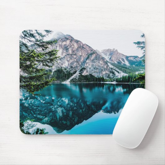 See und Berg unter dem weißen Himmel Mousepad (Mit Mouse)