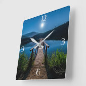 See und Berge Quadratische Wanduhr (Winkel)