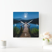 See und Berge Quadratische Wanduhr (Zuhause)