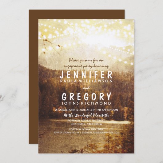 See und Berge Rustikale Engagement Party Einladung (Vorne/Hinten)