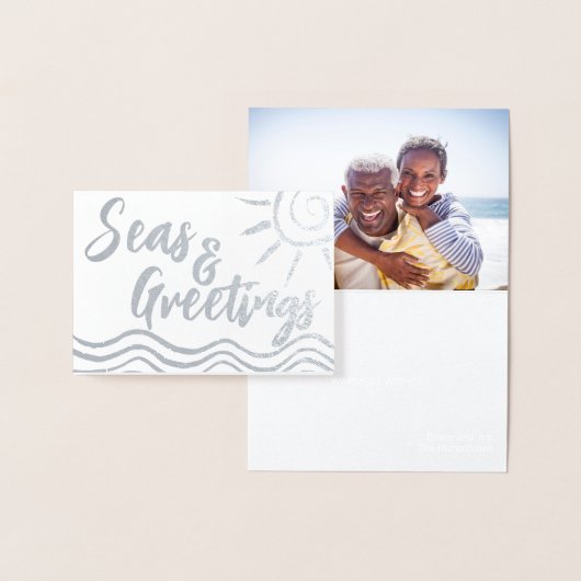 SEE UND GREETINING BEACH FOTO CARD SILVER FOIL FOLIENKARTE (Anzeige)