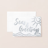 SEE UND GREETINING BEACH FOTO CARD SILVER FOIL FOLIENKARTE (Vorderseite mit Umschlag)