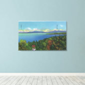 See und Grüne Berge Leinwanddruck (Insitu (Holzboden))