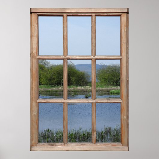 See- und Hügelansicht von einem Fenster aus Poster (Vorne)