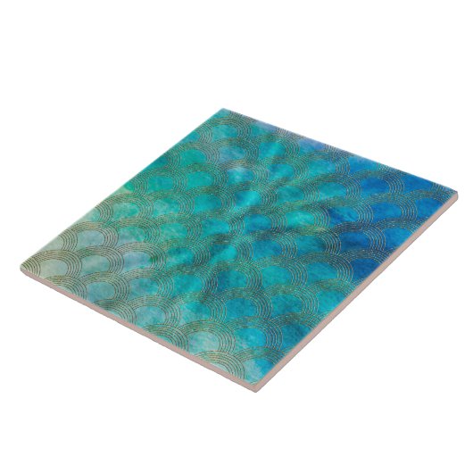 See-und Meerjungfrau-Skalen im Aqua und im Gold Fliese (Seite)