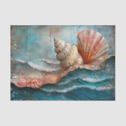 SEE- UND MUSCHELN-DECOUPAGE-TISSUPAPIER SEIDENPAPIER (Vorderseite)