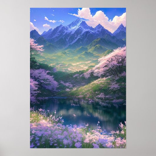 See und Snowy Mountains Poster (Vorne)