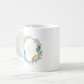 See-und Strand-blaues Goldmonogramm Kaffeetasse (Vorderseite Links)