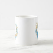 See-und Strand-blaues Goldmonogramm Kaffeetasse (Mittel)