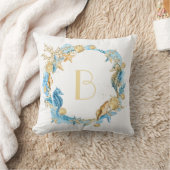 See-und Strand-Seepferd-Monogramm Kissen (Decke)