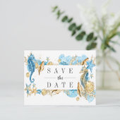 See-und Strand-Sommer Save the Date Wedding Ankündigungspostkarte (Stehend Vorderseite)