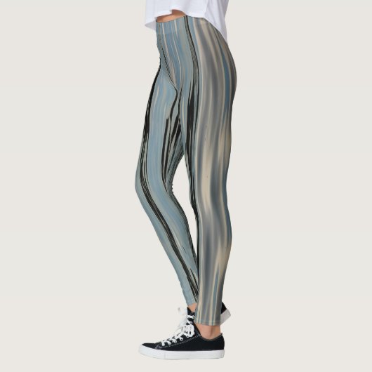 See Vertikale Streifen Blau Beige Leggings (Links)
