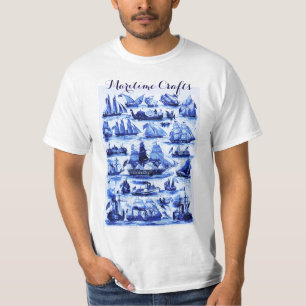 SEE-, VINTAGE SCHIFFE, SEGELN-SCHIFFE, Marine-Blau T-Shirt