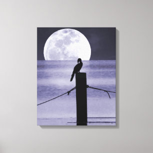 See-Vogel-und Vollmond-Leinwand-Kunst-Druck Leinwanddruck