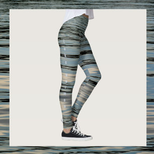 See Wasser Blau Beige Schwarz Anpassbar Leggings