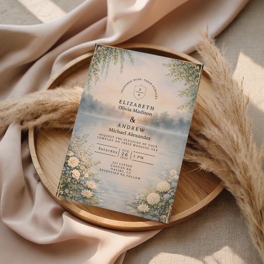 See-Wildblumen-Wald-Romantik-Hochzeit Einladung