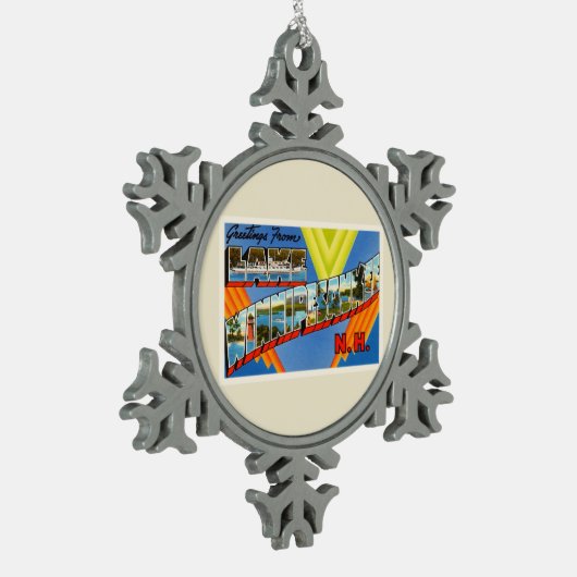 See Winnipesaukee #2 alte Reise New Hampshire-NH Schneeflocken Zinn-Ornament (Links)