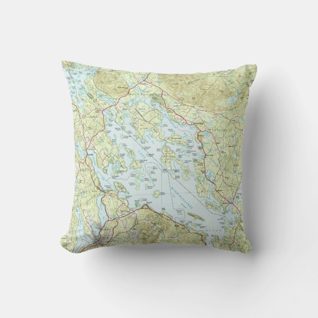 See Winnipesaukee Map (1986) Kissen (Vorderseite)