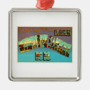 See Winnipesaukee New Hampshire-Reise-Andenken Silbernes Ornament