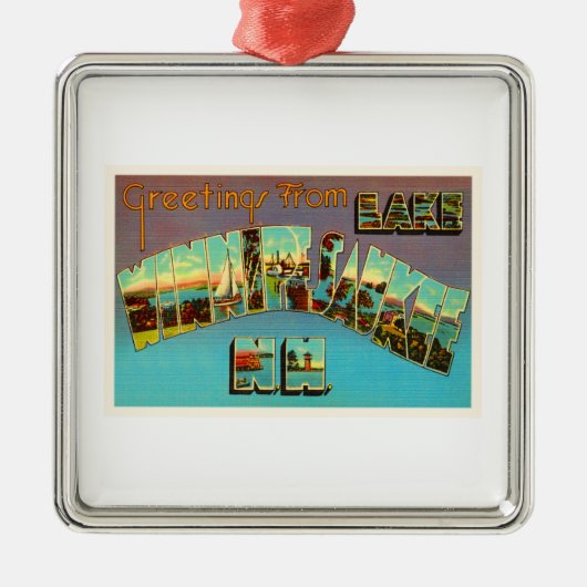 See Winnipesaukee New Hampshire-Reise-Andenken Silbernes Ornament (Vorne)
