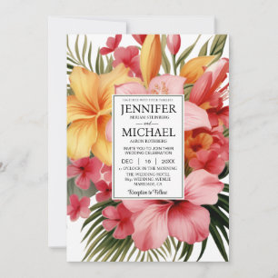 SEE ZURÜCK All-In-One Tropical Floral Wedding Einladung