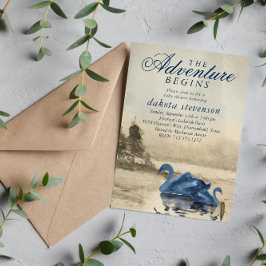 Seeabenteuer Gestein | Braun - und Navy - Kinderdu Einladung