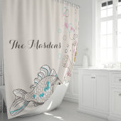 Seealgen-Monogramm Duschvorhang